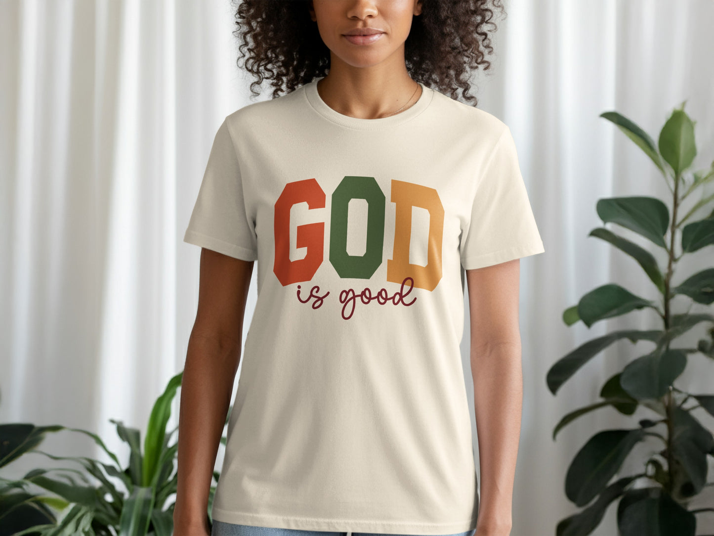 GOD is good colorful lettering inspirational shirt