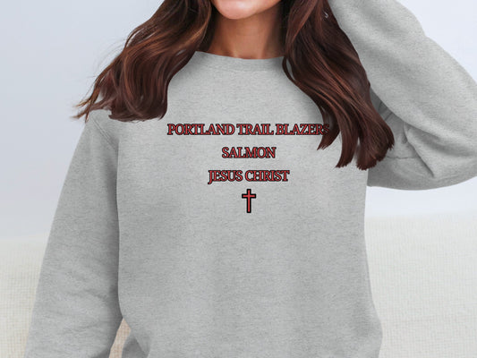Portland Trail Blazers Salmon Jesus Christ Sweatshirt