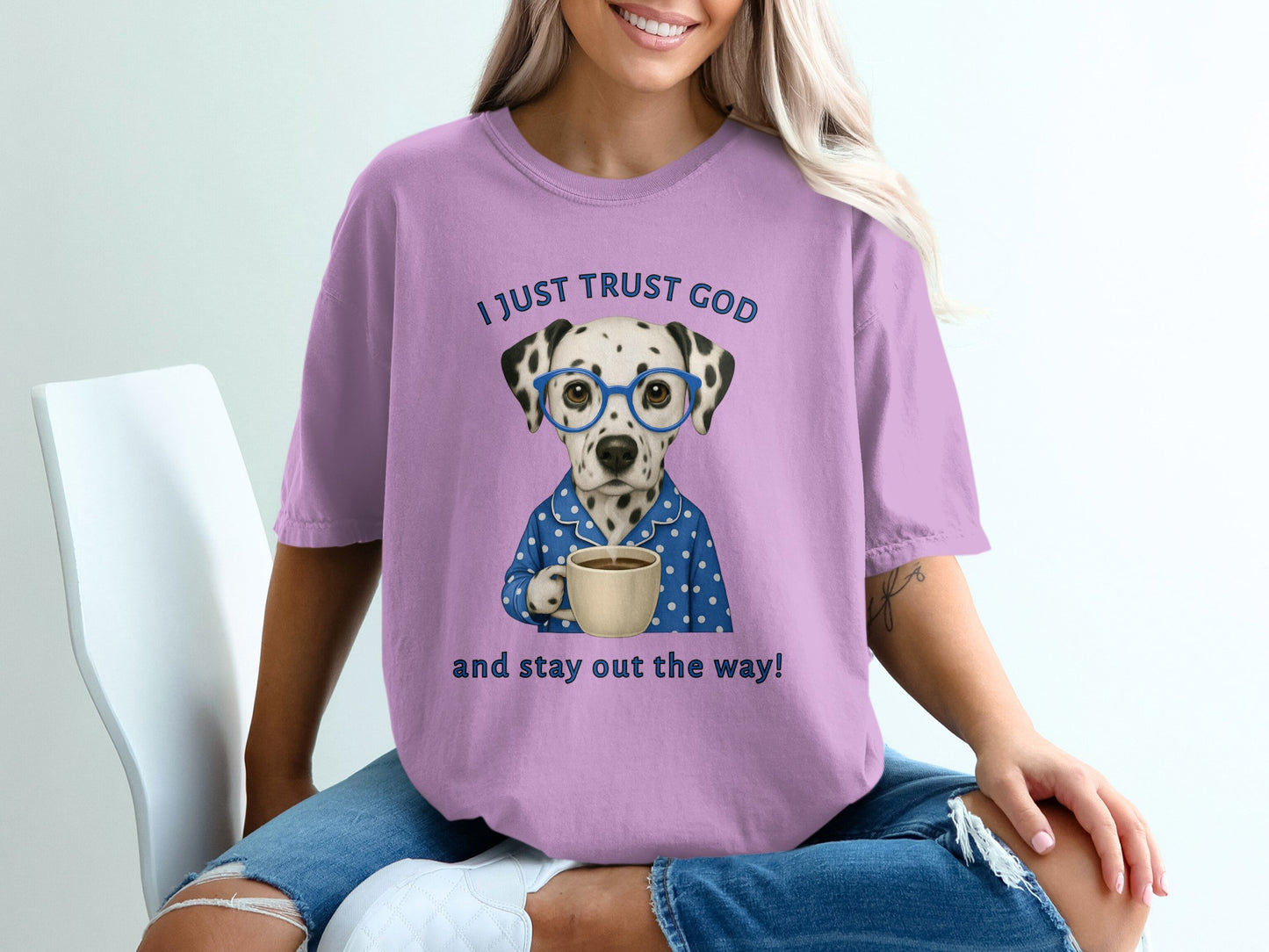 I Just Trust God Dalmatian Graphic Tee Shirt