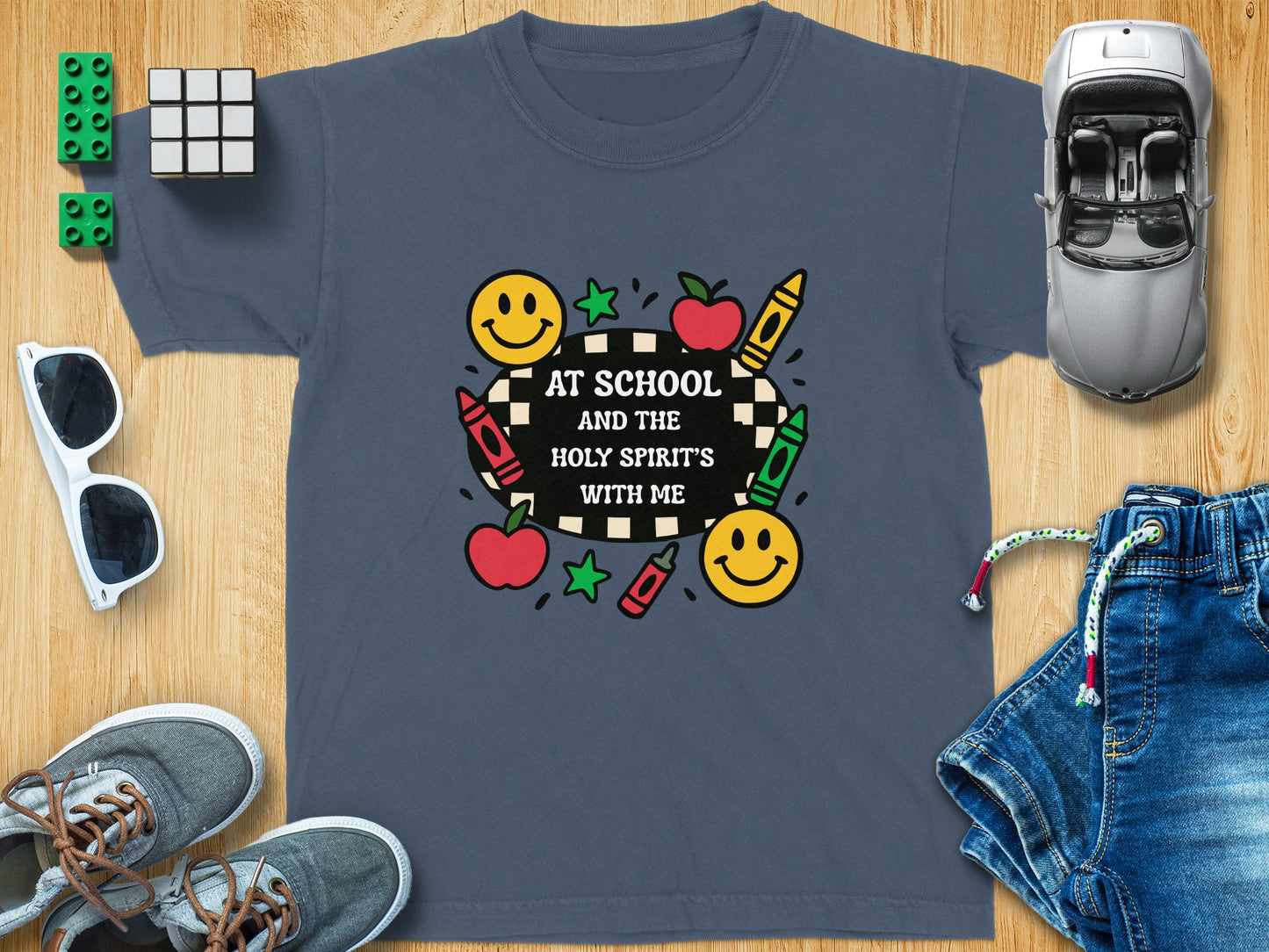 At School And The Holy Spirit's With Me T-shirt