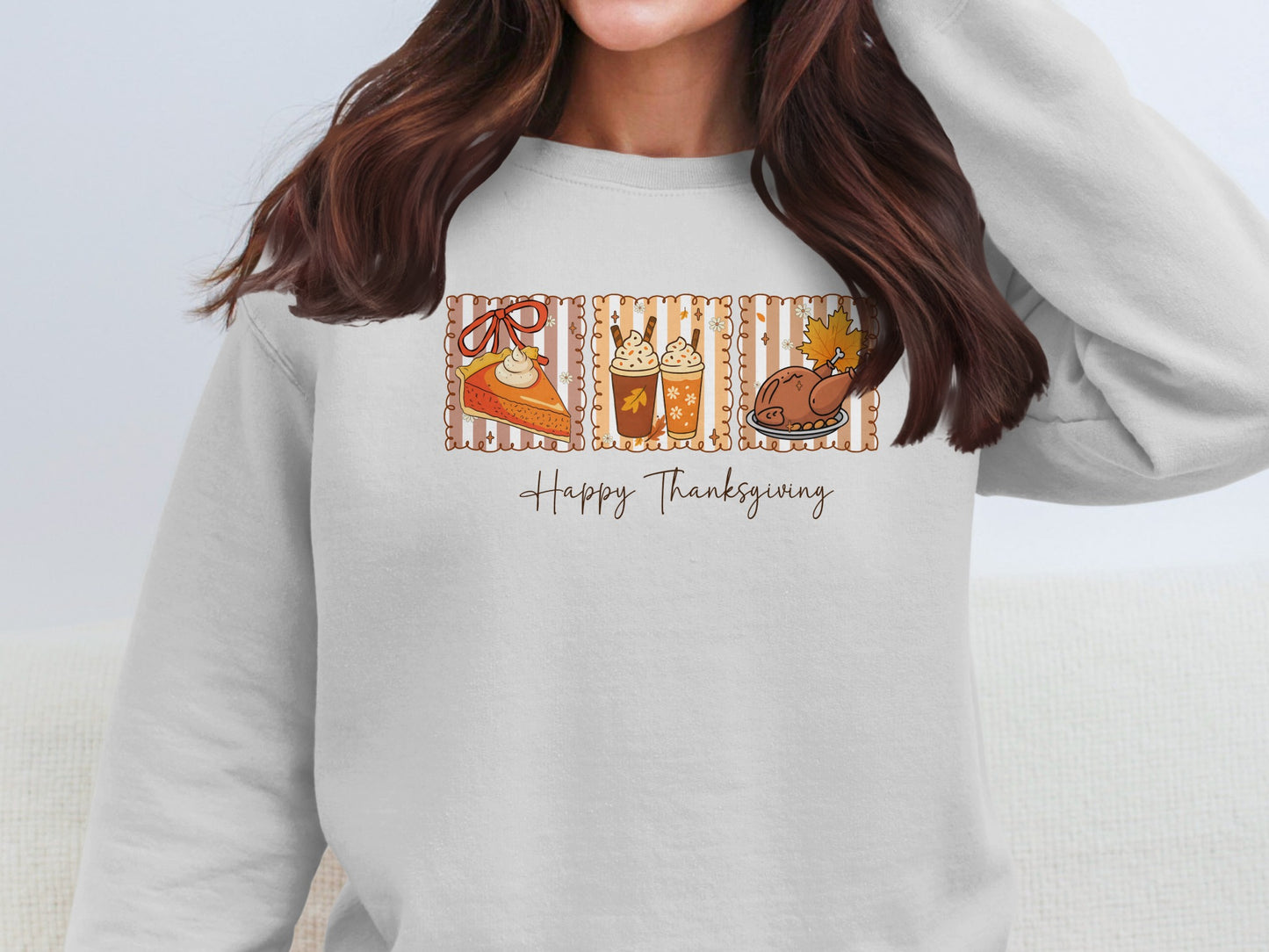 Happy Thanksgiving Crewneck Sweatshirt Festive Design