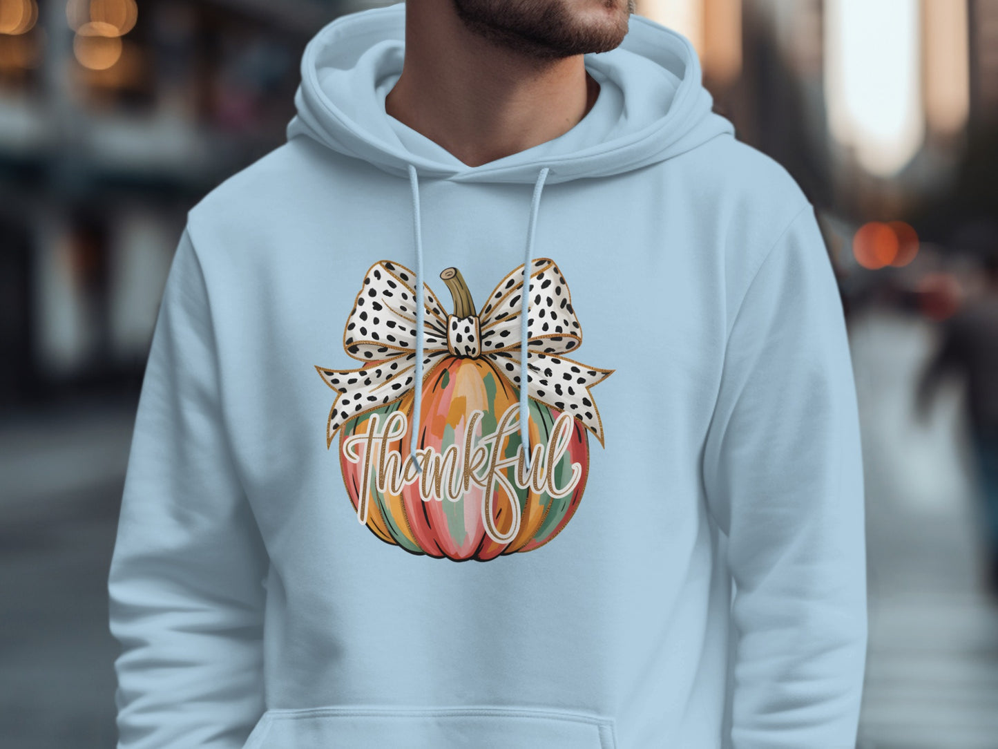 Thankful Pumpkin Hoodie with Bow Design for Fall Season