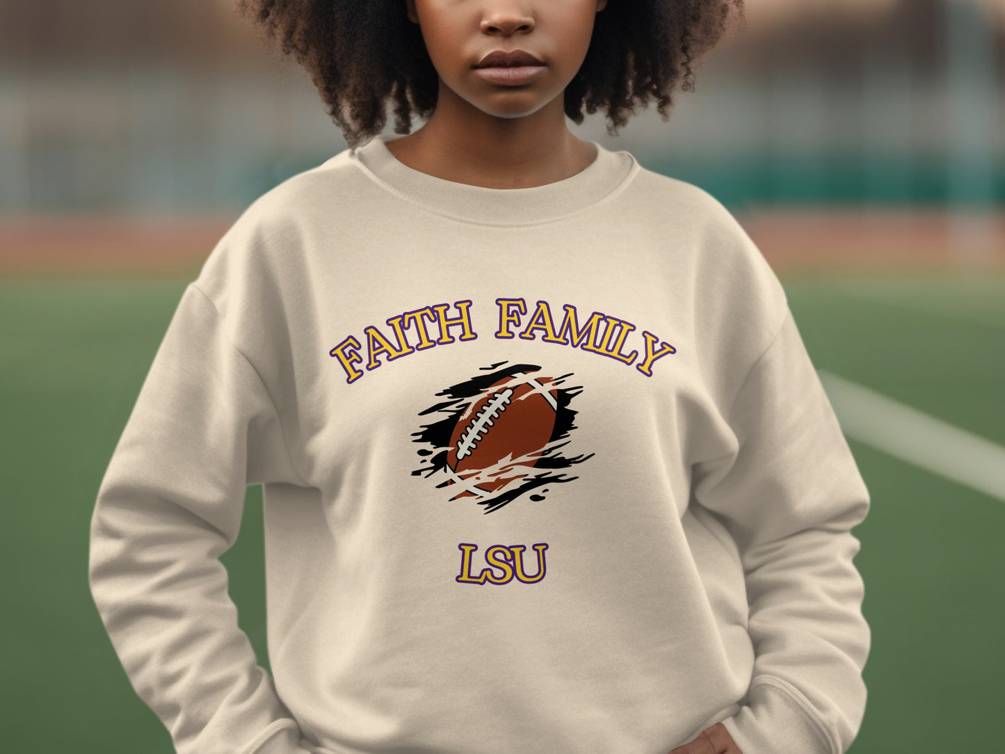 Faith Family LSU Football Graphic Sweatshirt product