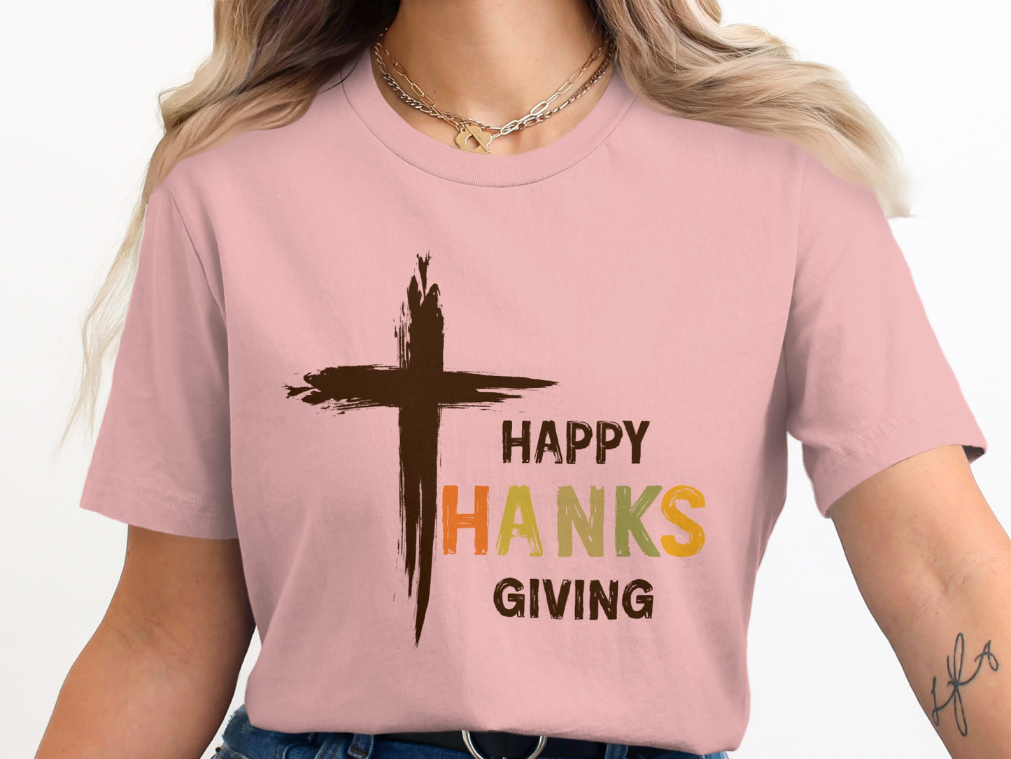 Happy Thanksgiving Cross Graphic Women's Shirt