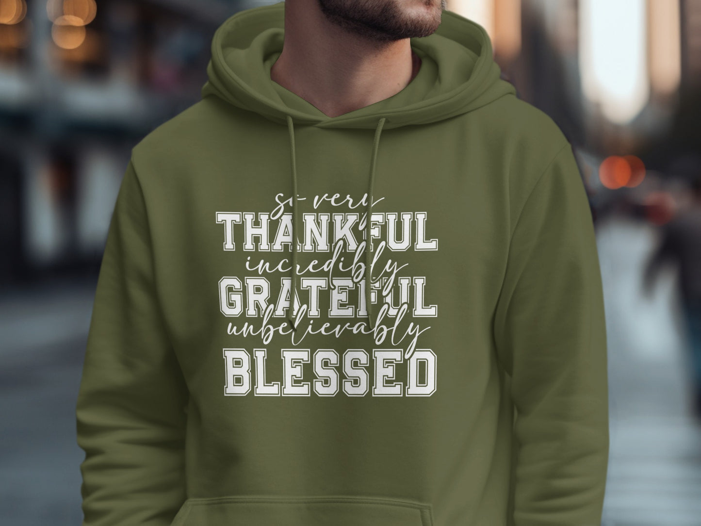 Thankful Grateful Blessed Unisex Comfortable Hoodie