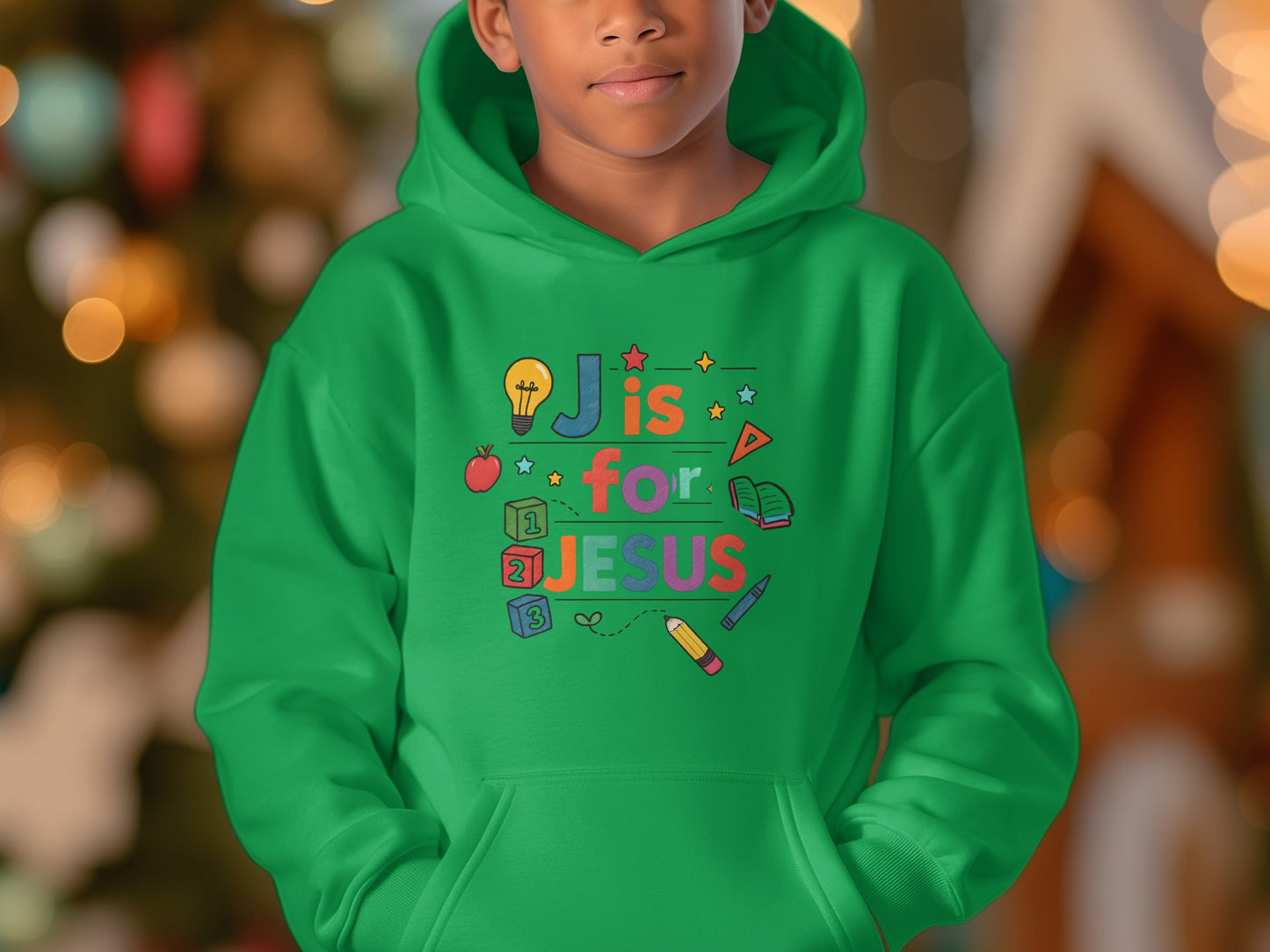 J is for Jesus vibrant and colorful hoodie