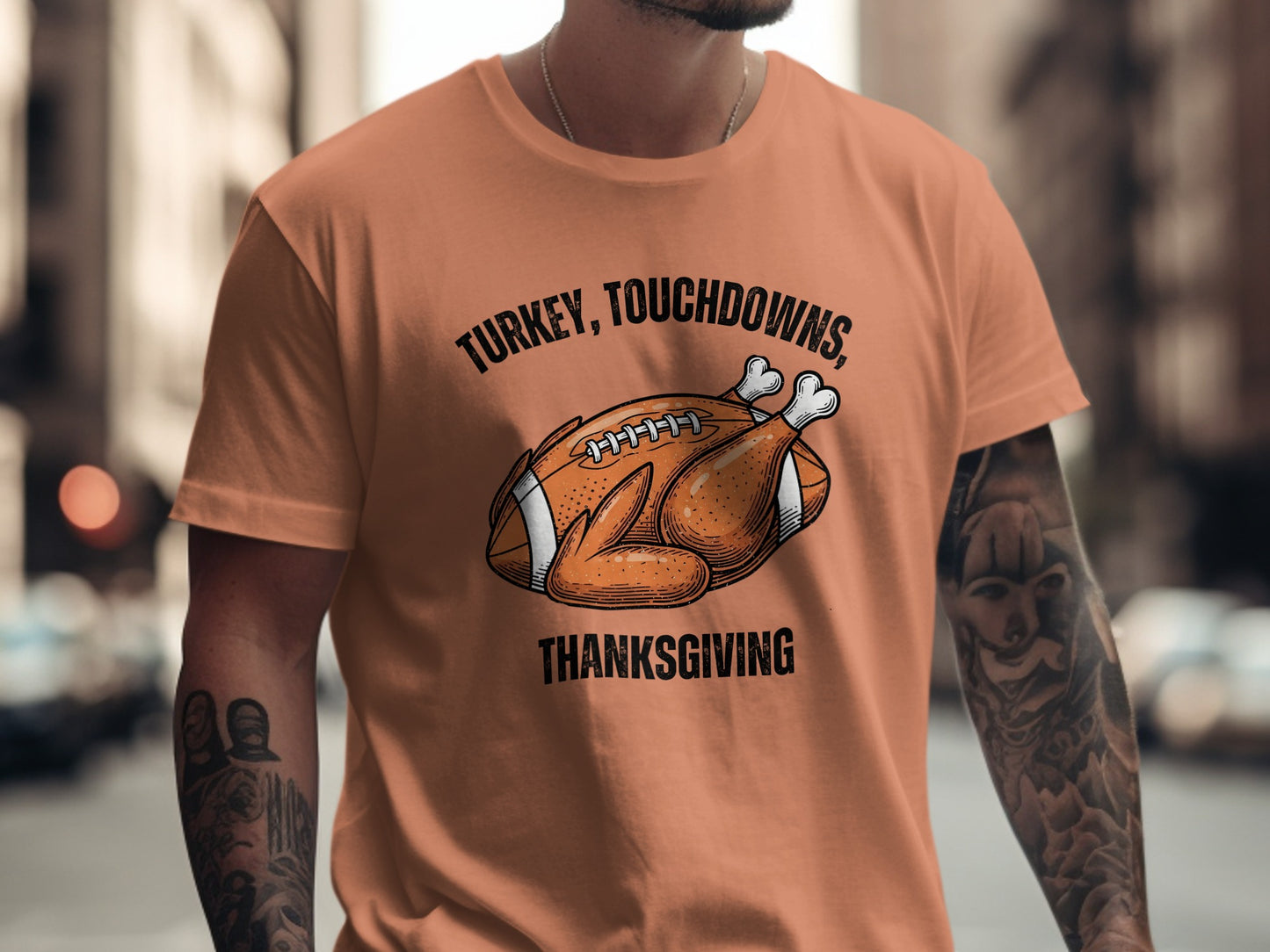 Turkey Touchdowns Thanksgiving Graphic Tee