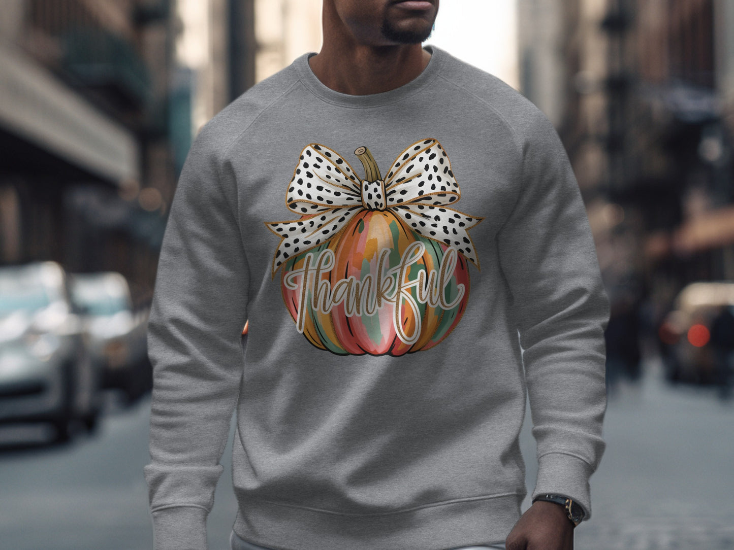 Thankful Pumpkin Design Crewneck Sweatshirt