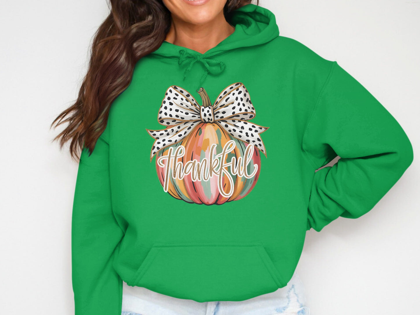Thankful Pumpkin Hoodie with Decorative Bow Design