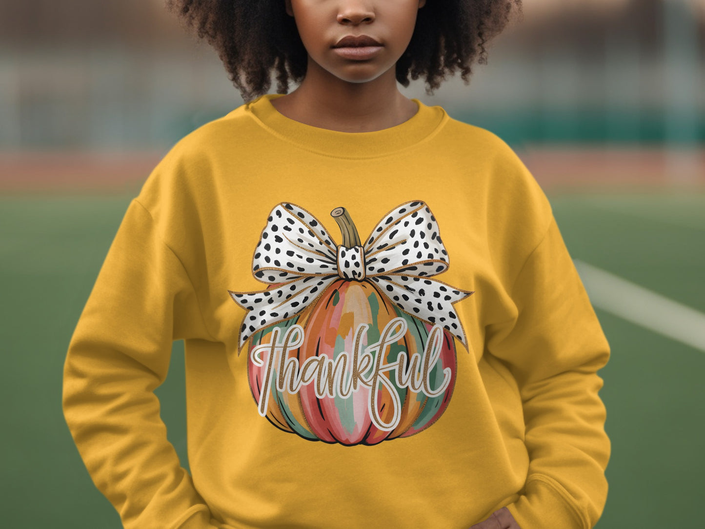 Thankful Pumpkin Leopard Bow Unique Fashion Sweatshirt