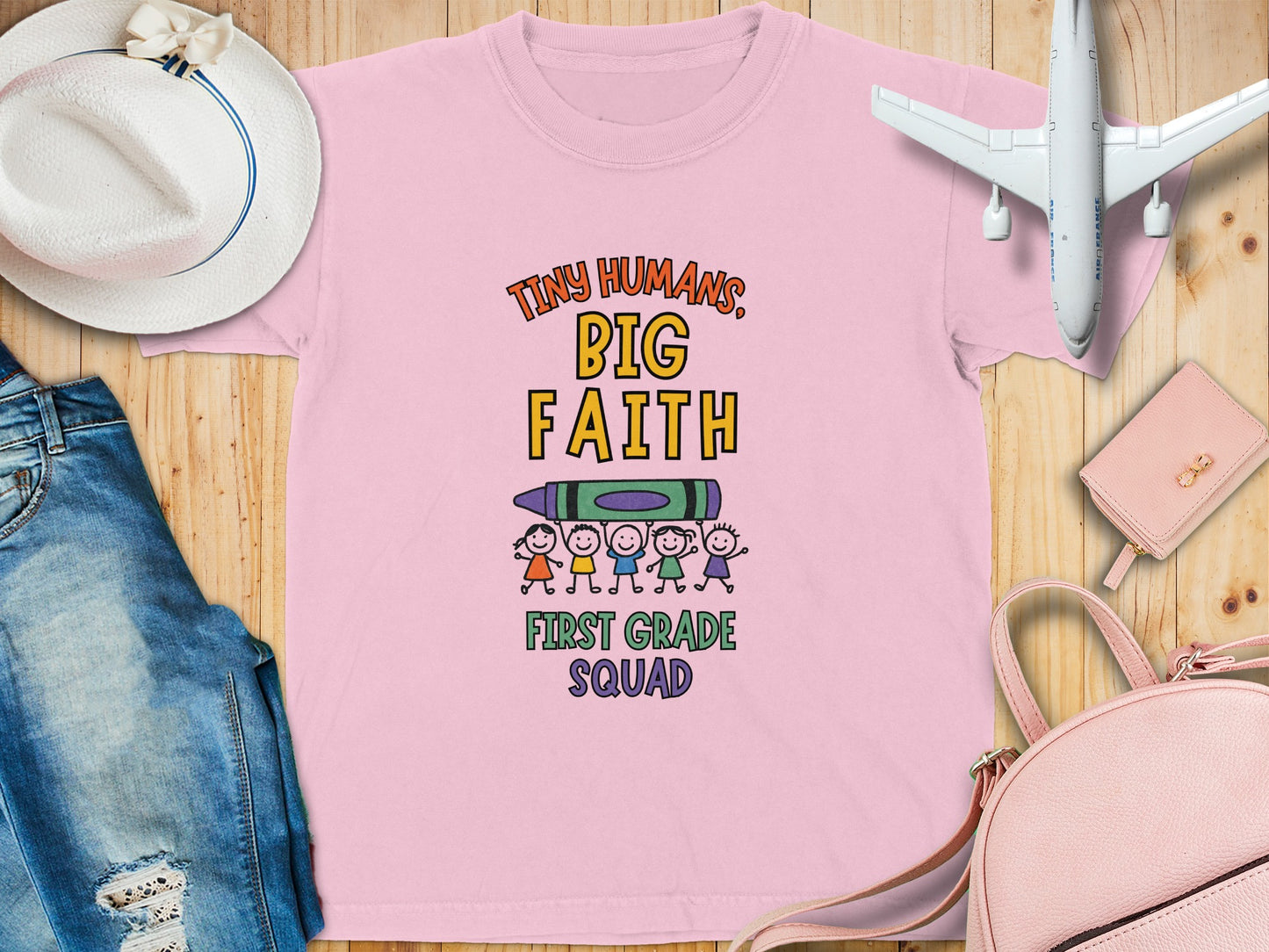 Tiny Humans Big Faith First Grade Squad Shirt