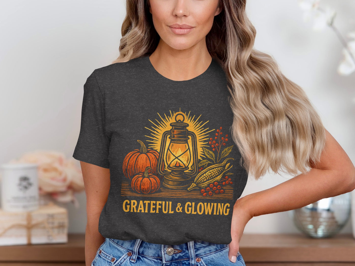 Grateful and Glowing Autumn Inspired Graphic Tee