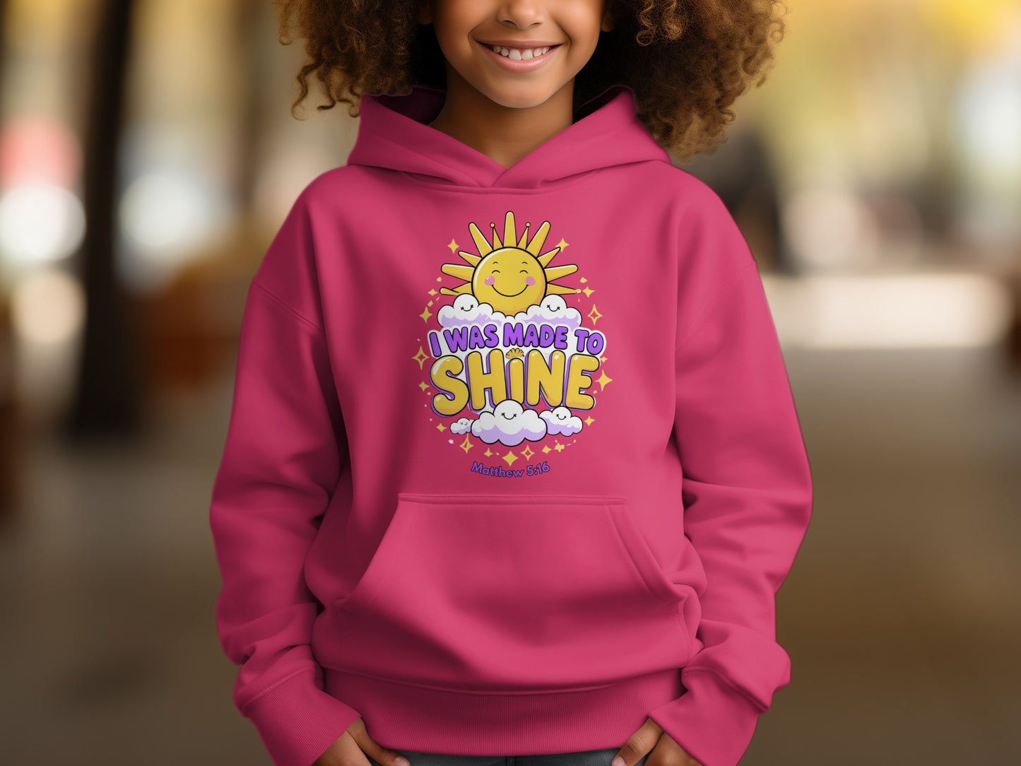 I Was Made to Shine Sun and Stars Kids Hoodie