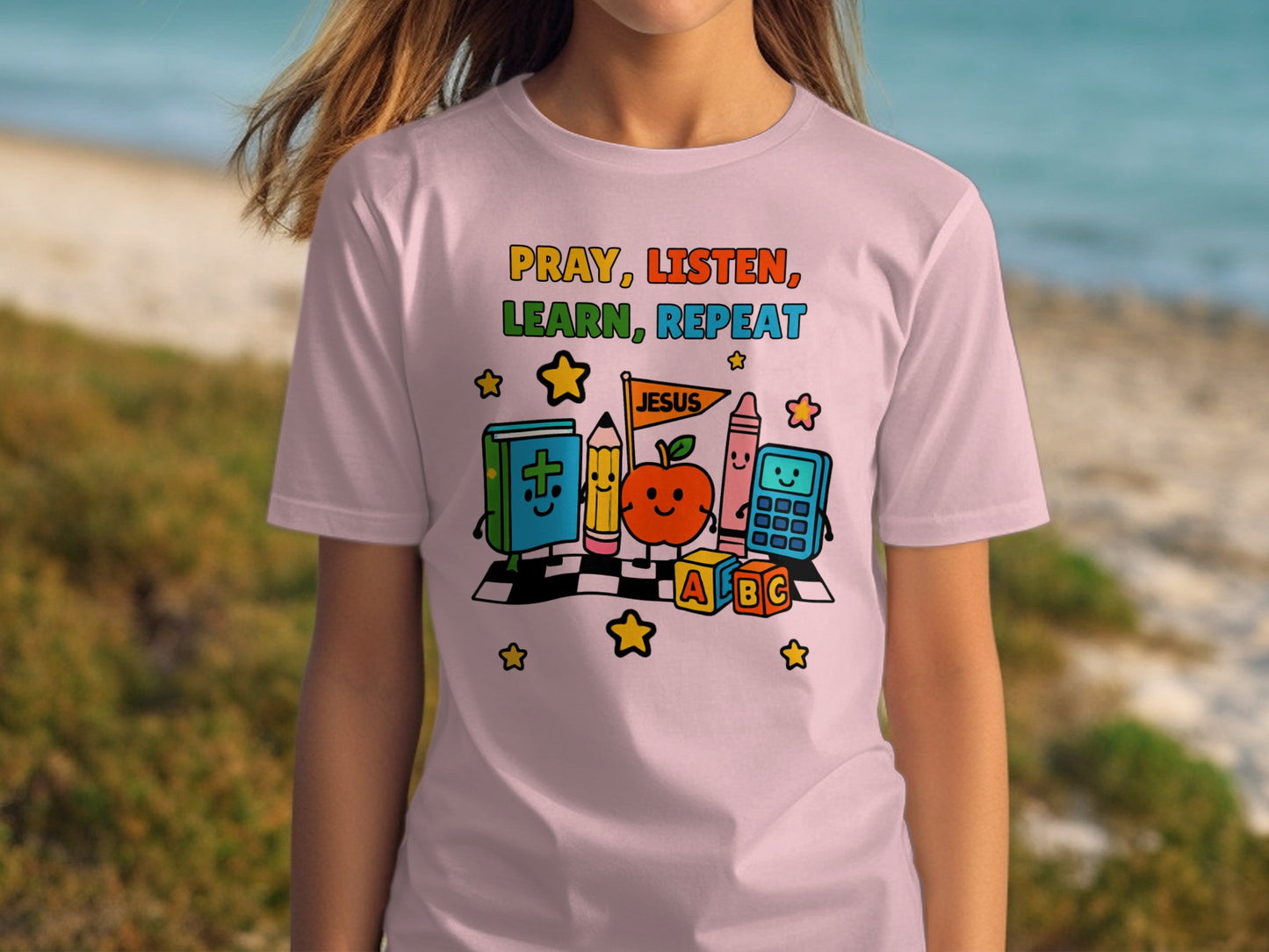 Pray Listen Learn Repeat School Themed T-Shirt