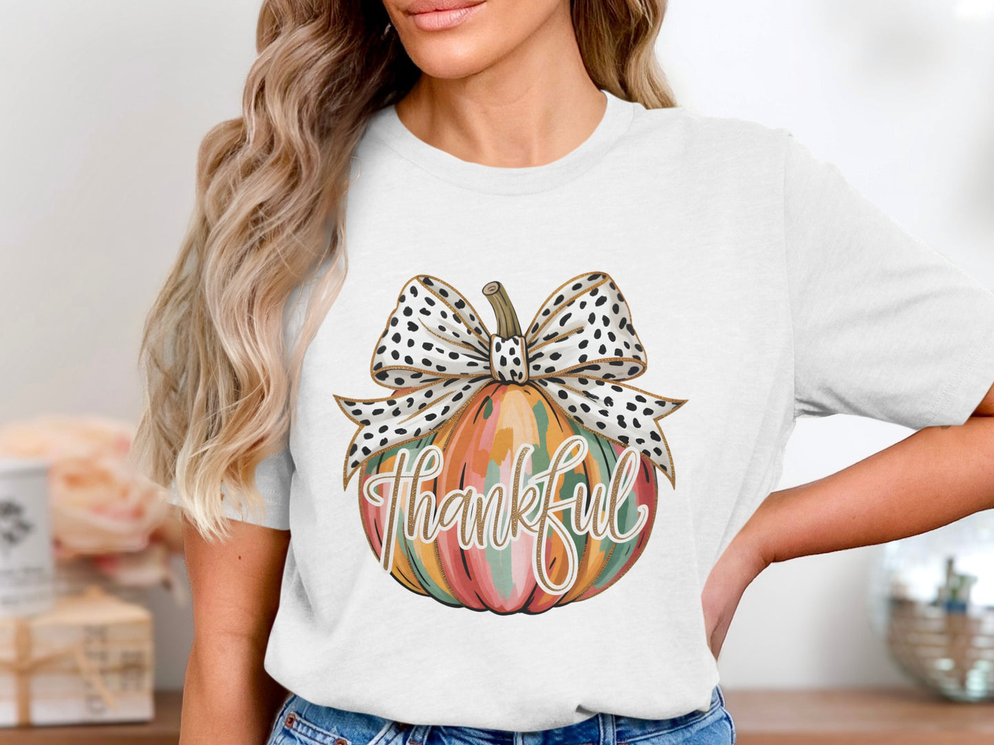 Thankful Pumpkin Design T-Shirt