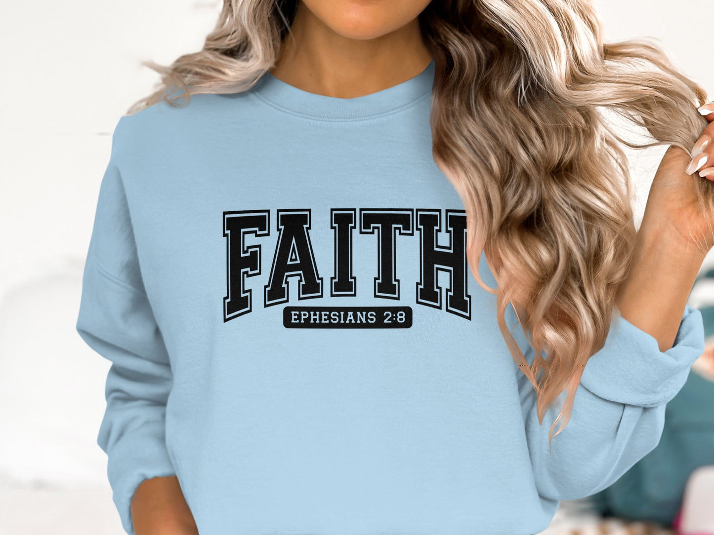 Faith Ephesians 2:8 Crewneck Inspirational Top