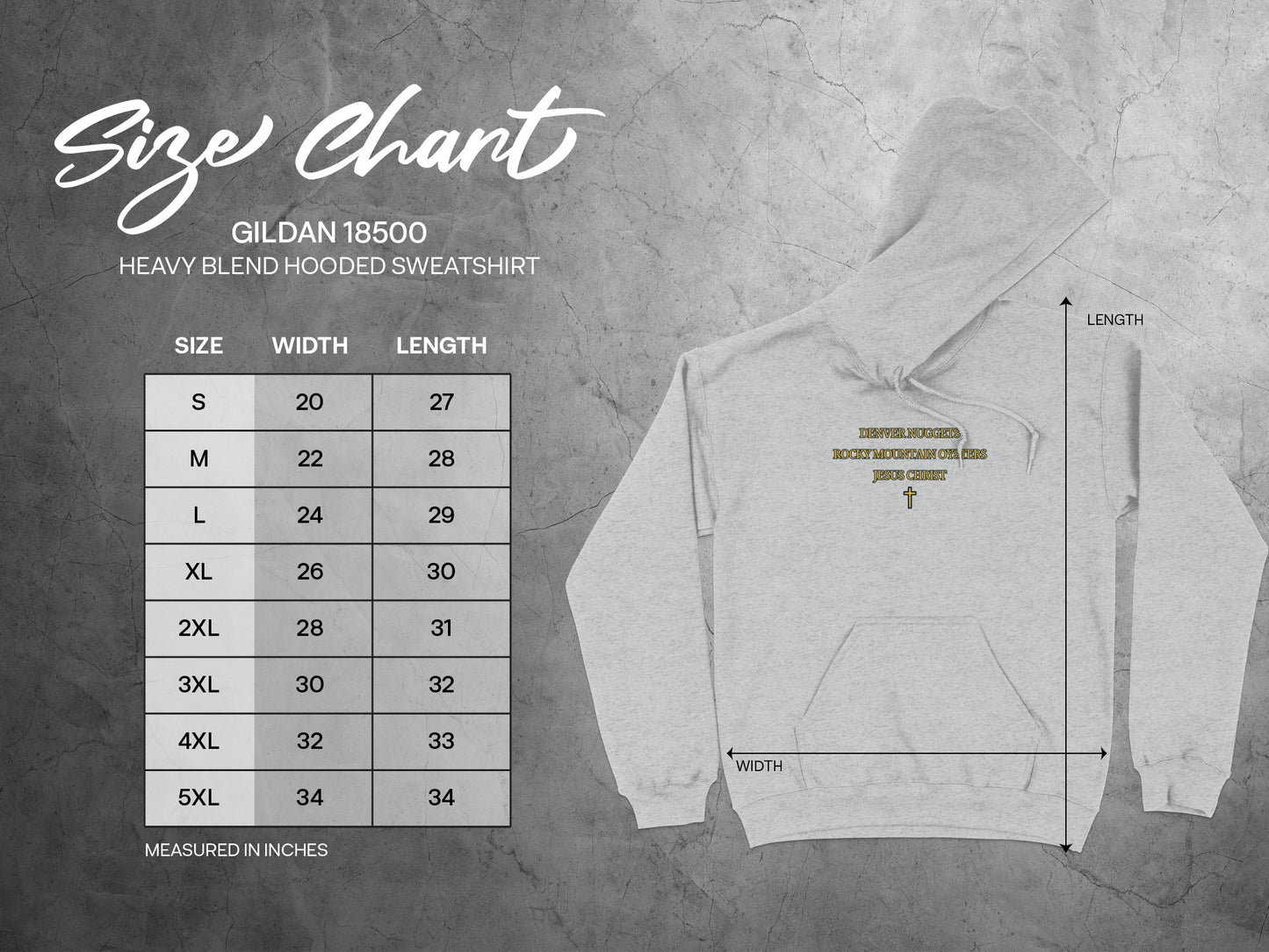 Heavy Blend Hooded Sweatshirt Sizes Chart Guide
