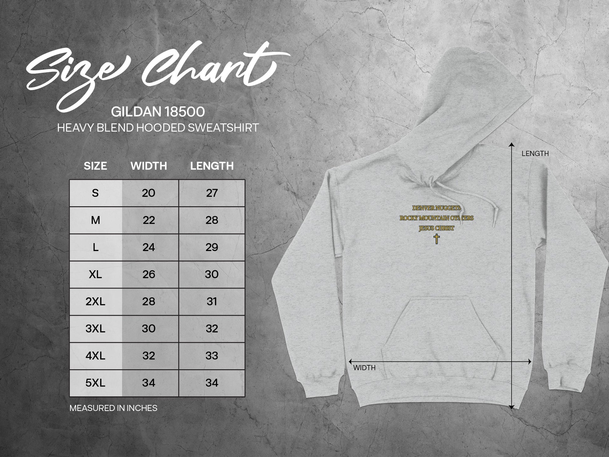 Heavy Blend Hooded Sweatshirt Sizes Chart Guide