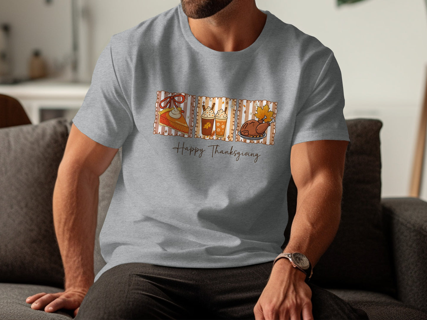 Festive Happy Thanksgiving Graphic Tee T-Shirt