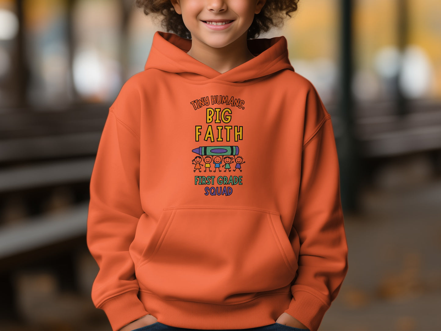 Tiny Humans Big Faith First Grade Squad Hoodie