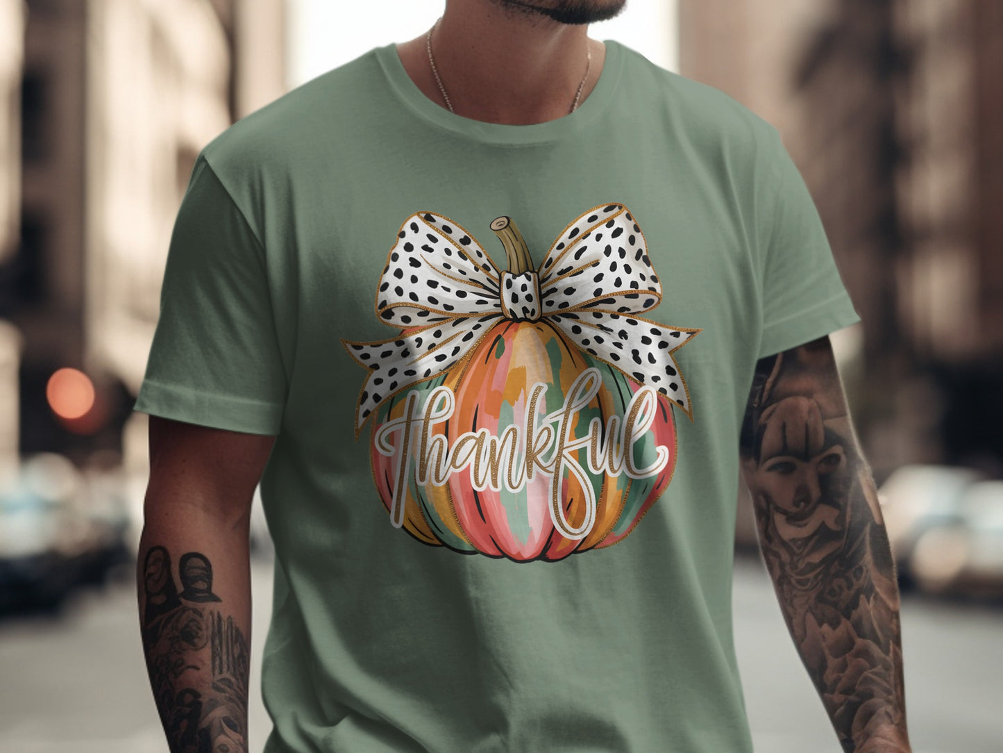 Thankful Pumpkin with Polka Dot Bow T-Shirt
