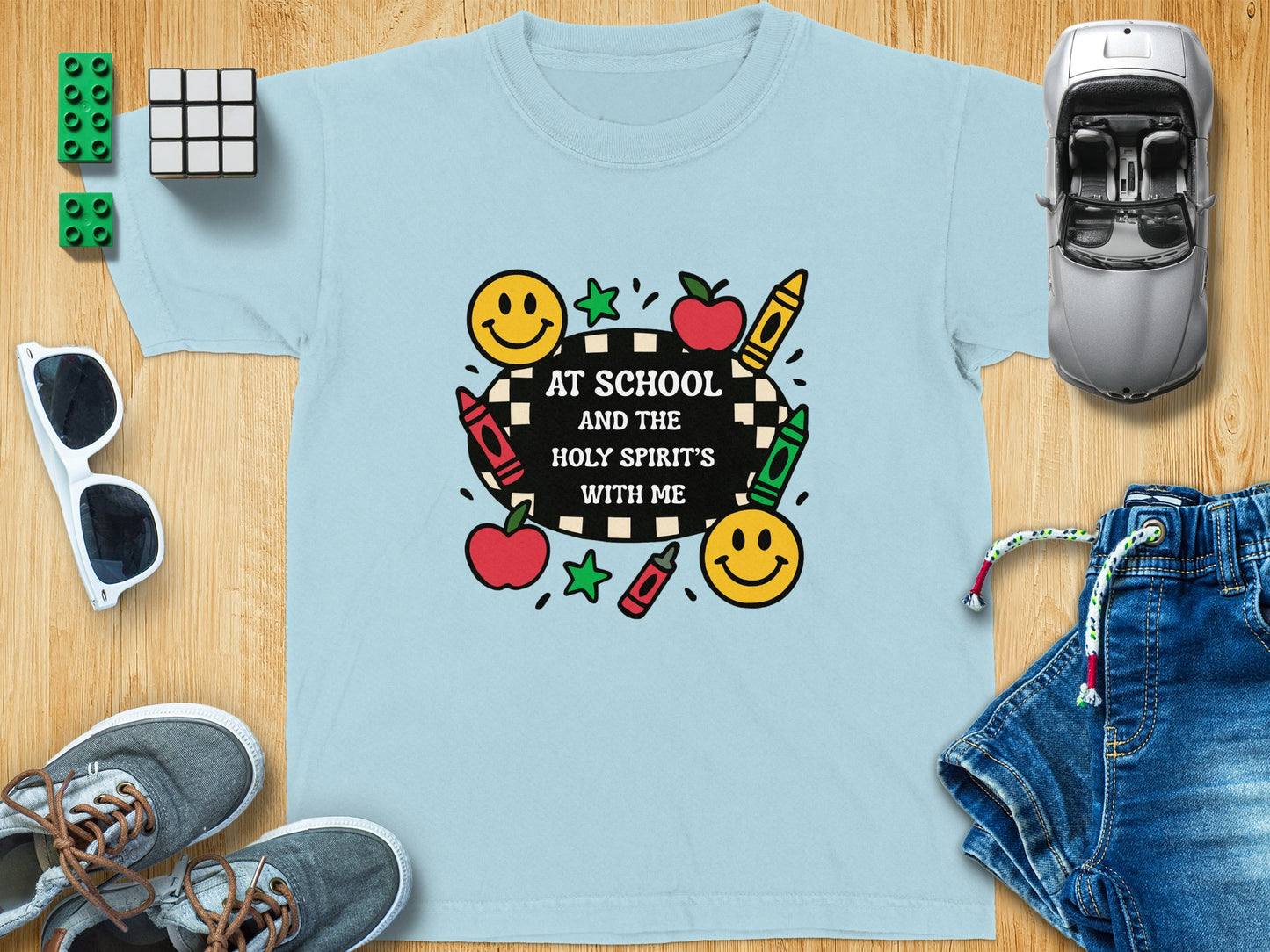 At School And The Holy Spirit's With Me T-shirt