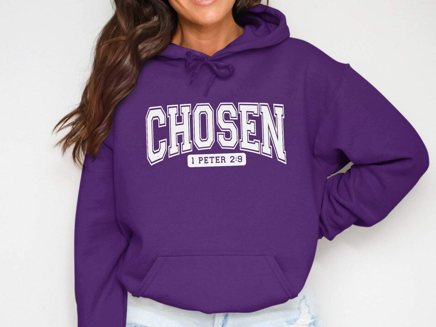 Chosen 1 Peter 2:9 Hoodie in Bold Purple