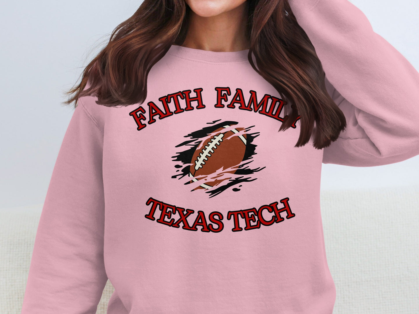 Faith Family Texas Tech Football Themed Sweatshirt Product