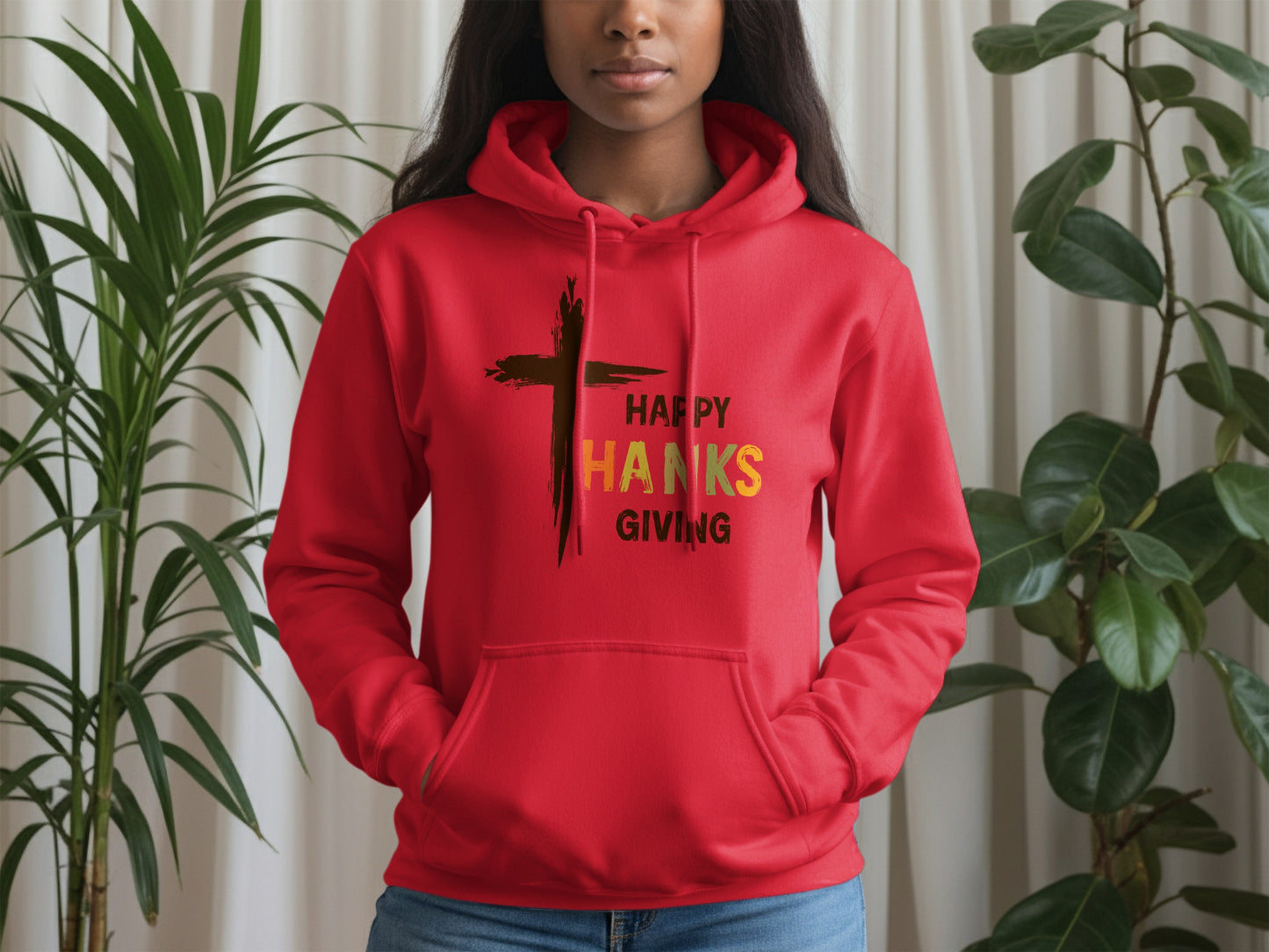 Happy Thanksgiving Graphic Red Hoodie Product