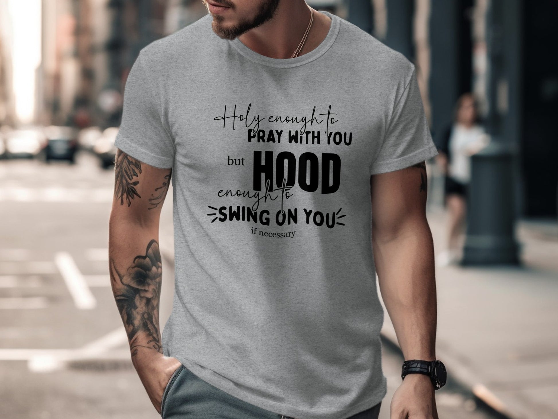 Holy Enough To Pray Hood Enough To Swing T-Shirt product