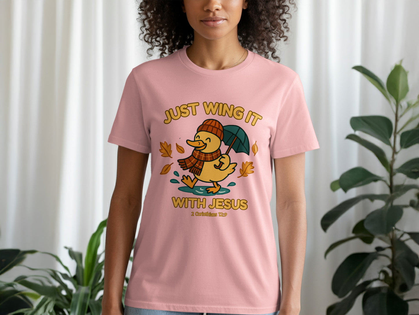 Just Wing It With Jesus Duck Graphic T-Shirt