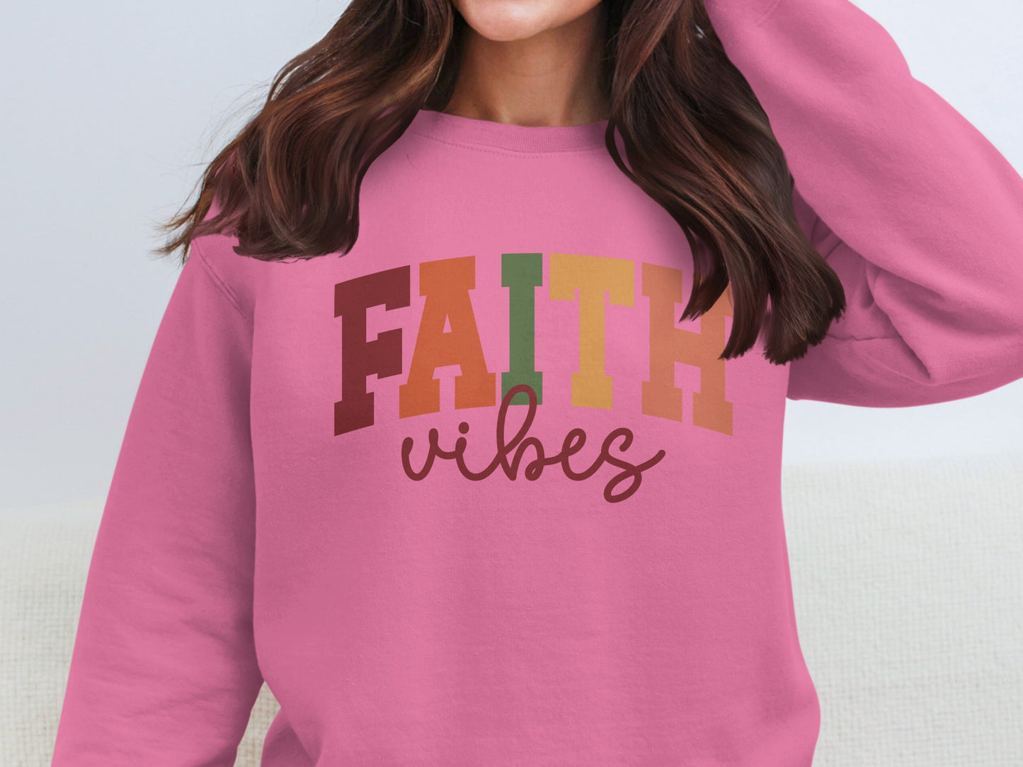 Faith Vibes Colorful Lettering Sweatshirt Product