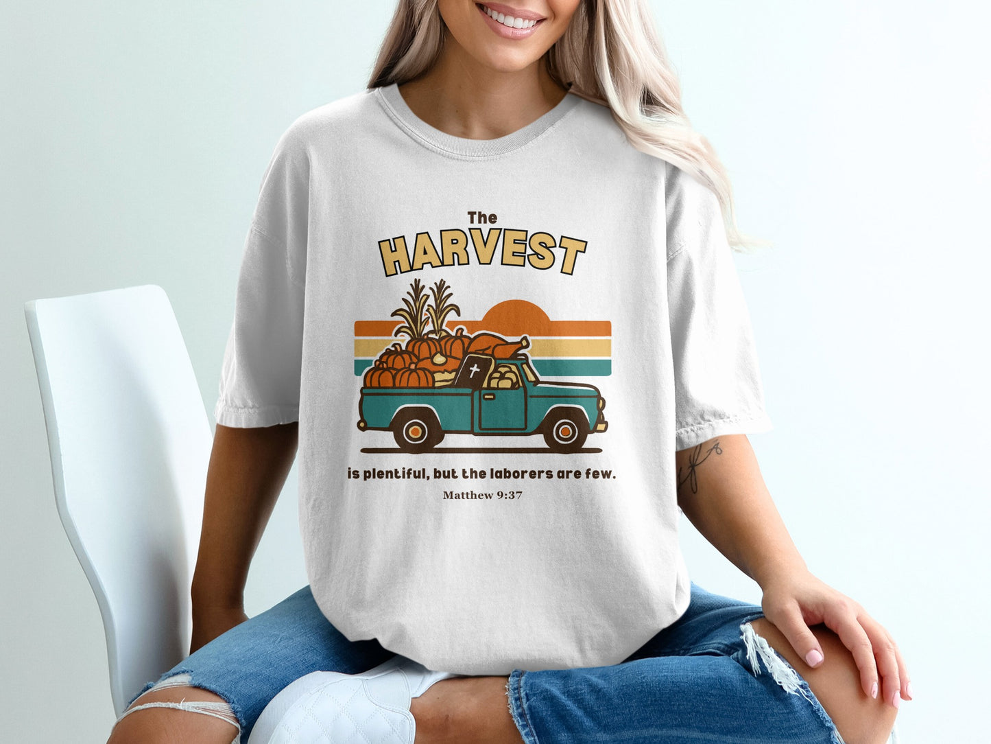 The Harvest Truck with Bible Verse Graphic T-Shirt